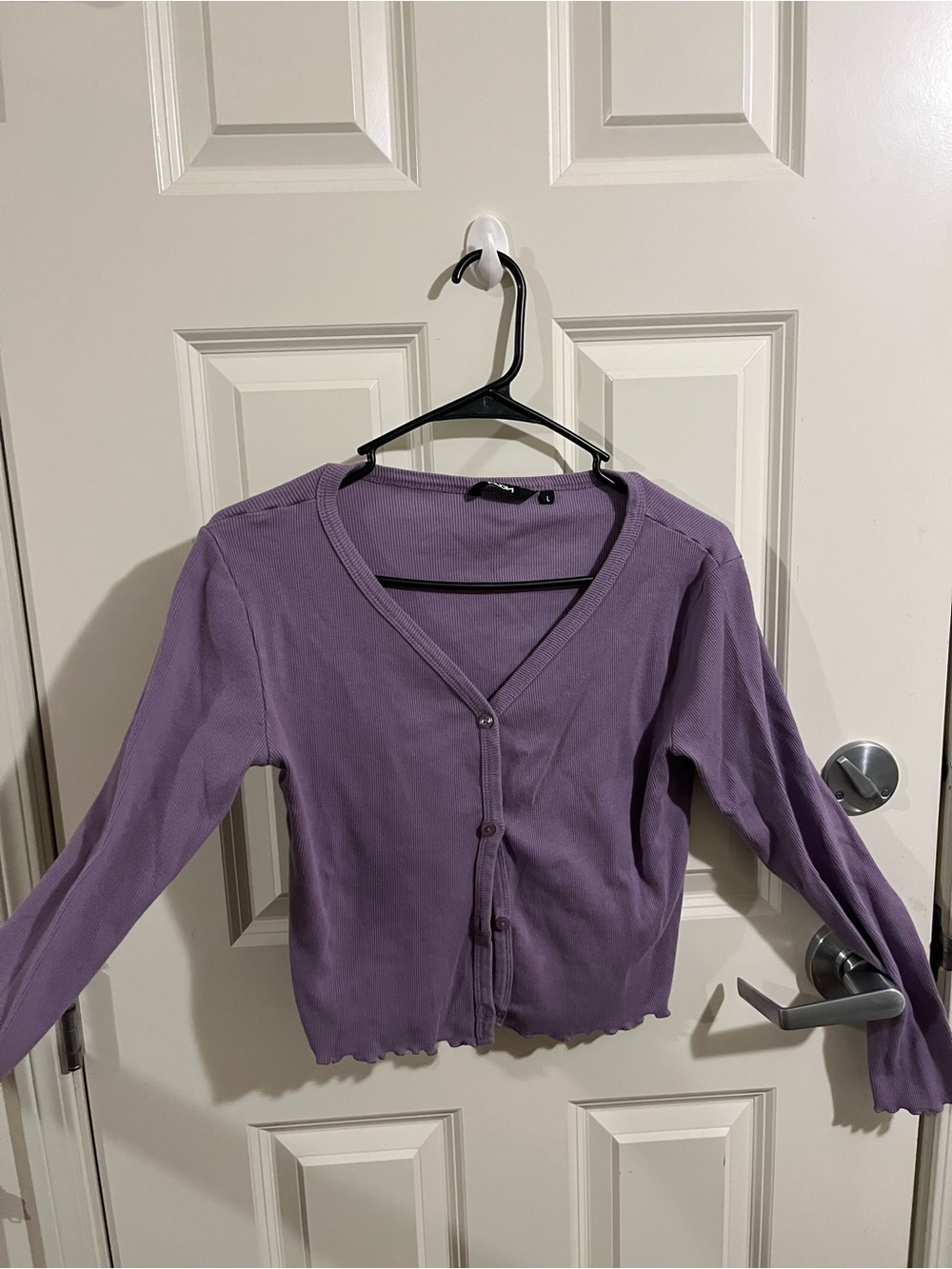 Purple V-Neck Button-Front Women's Cardigan